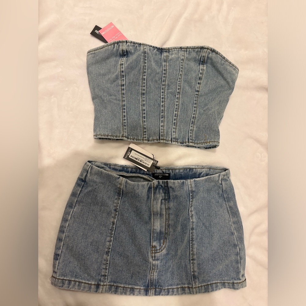 pretty little thing denim two piece